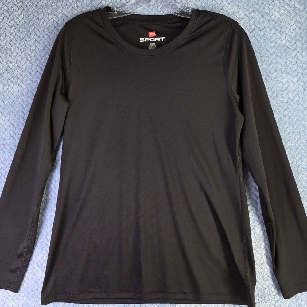 Hanes Sport Mens Black Long Sleeve Performance Tee Shirt Size Medium BKC 09308